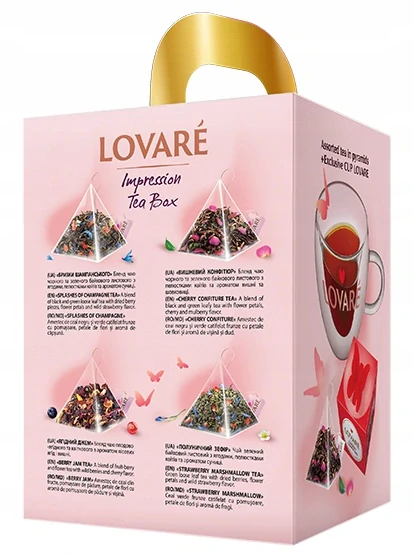 Čajová súprava "TM LOVARE 4 druhy (250g + sklenený pohár)